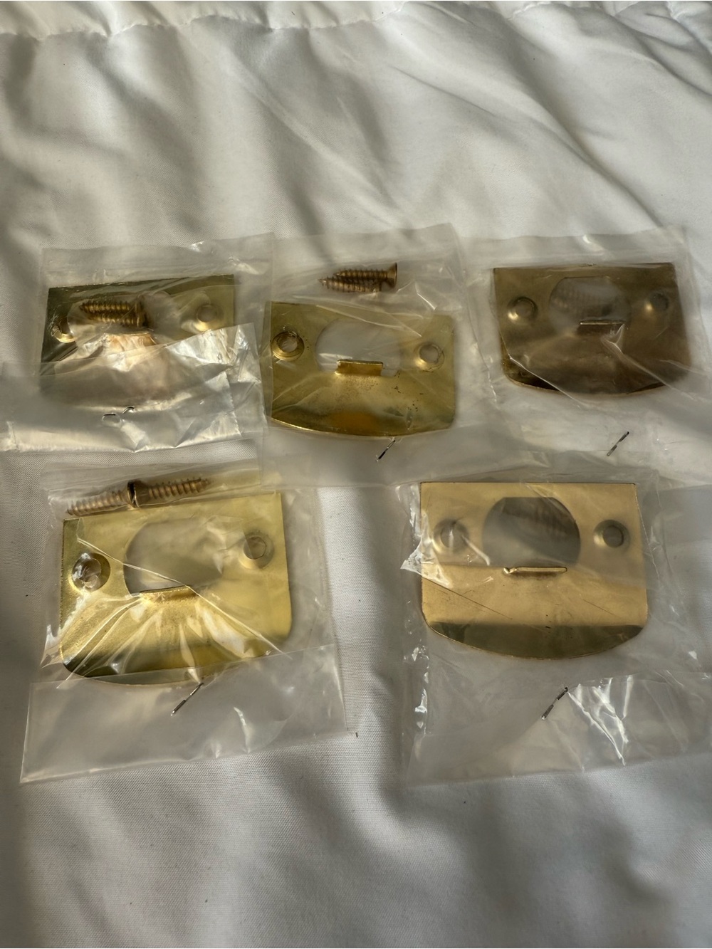 Set of 5 Brass Strike Plates with Screws